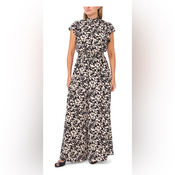 1. State Dresses & Skirts - 1. State Black and White Patterned Maxi Jumpsuit